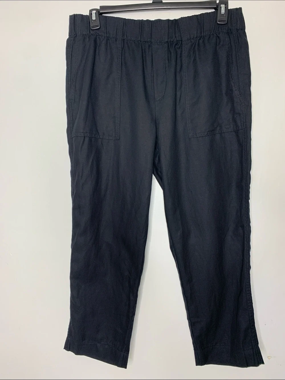 Banana Republic Linen, cotton lyocell, Black Cropped Tailored straight leg pant